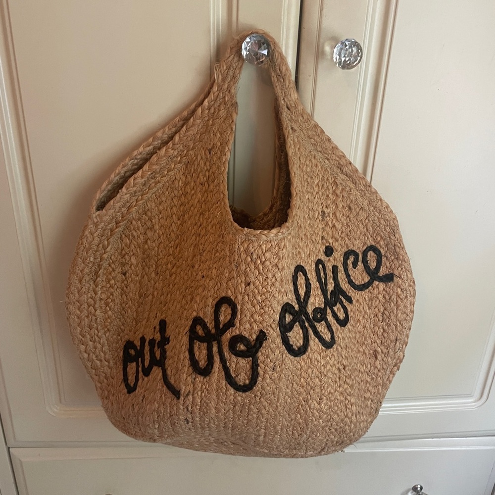 Shiraleah Tan Tote with Black Script